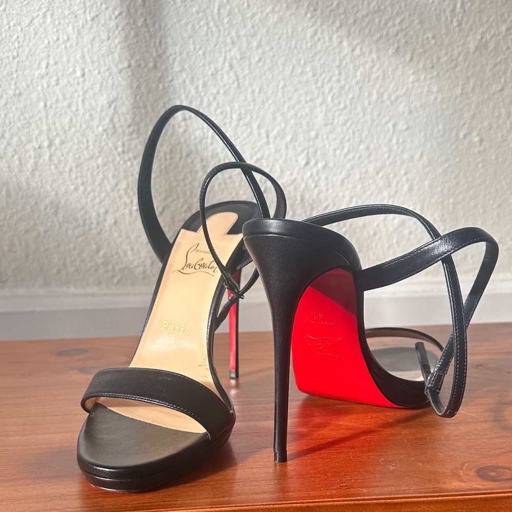 Size 9.5 Christian Louboutin Black Strappy Heels